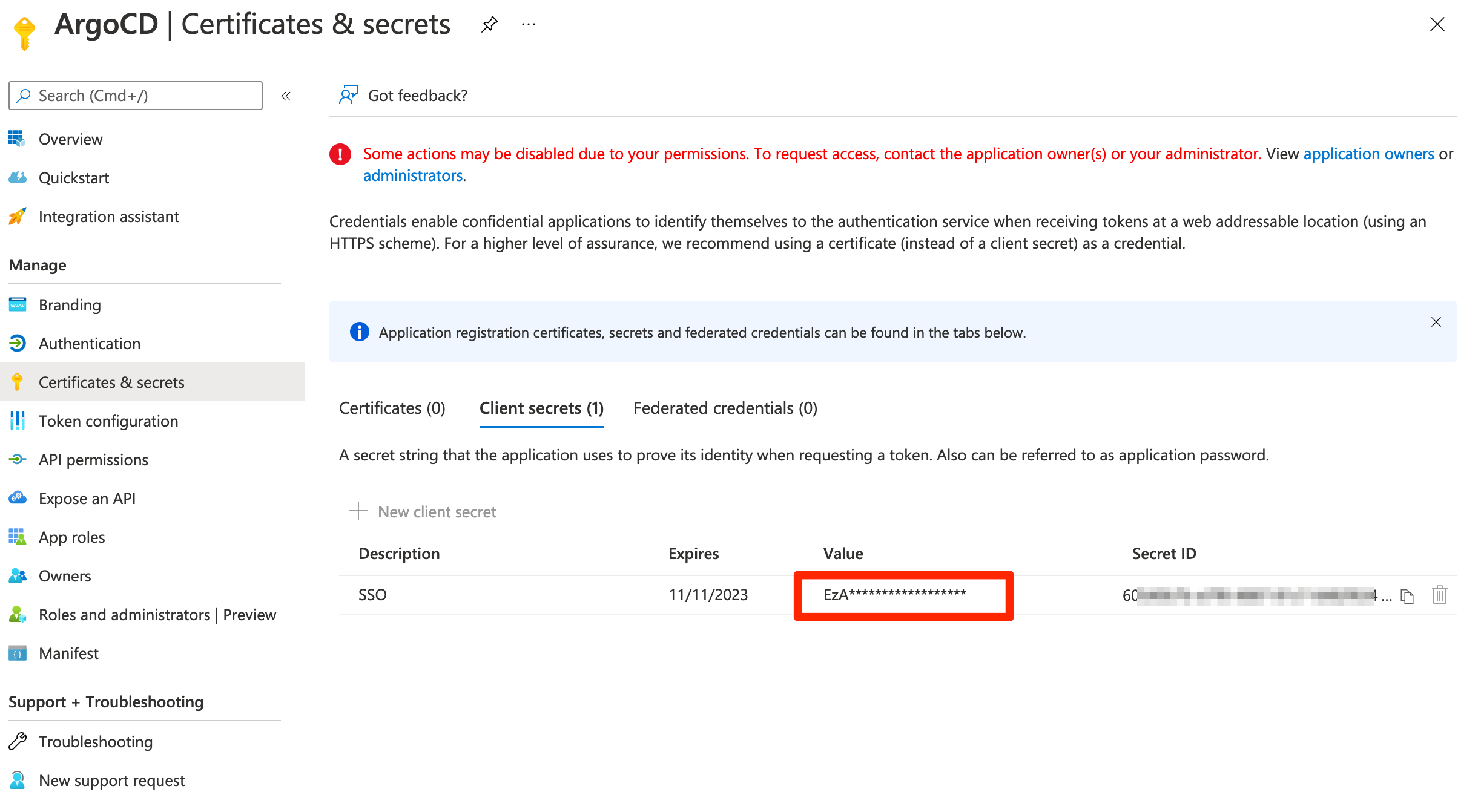 Azure App registration's Secret Azure App registration's Secret