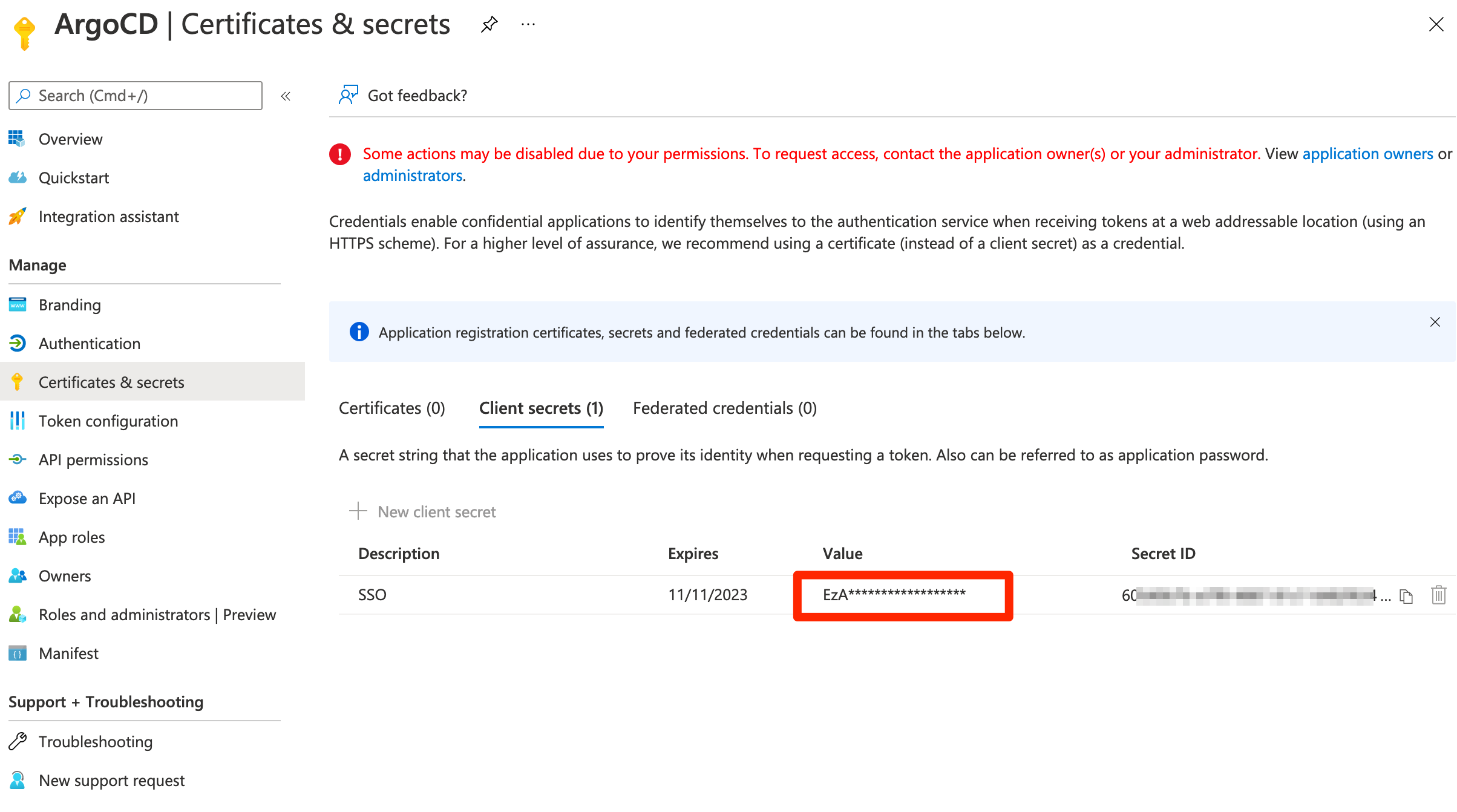 Azure App registration's Secret