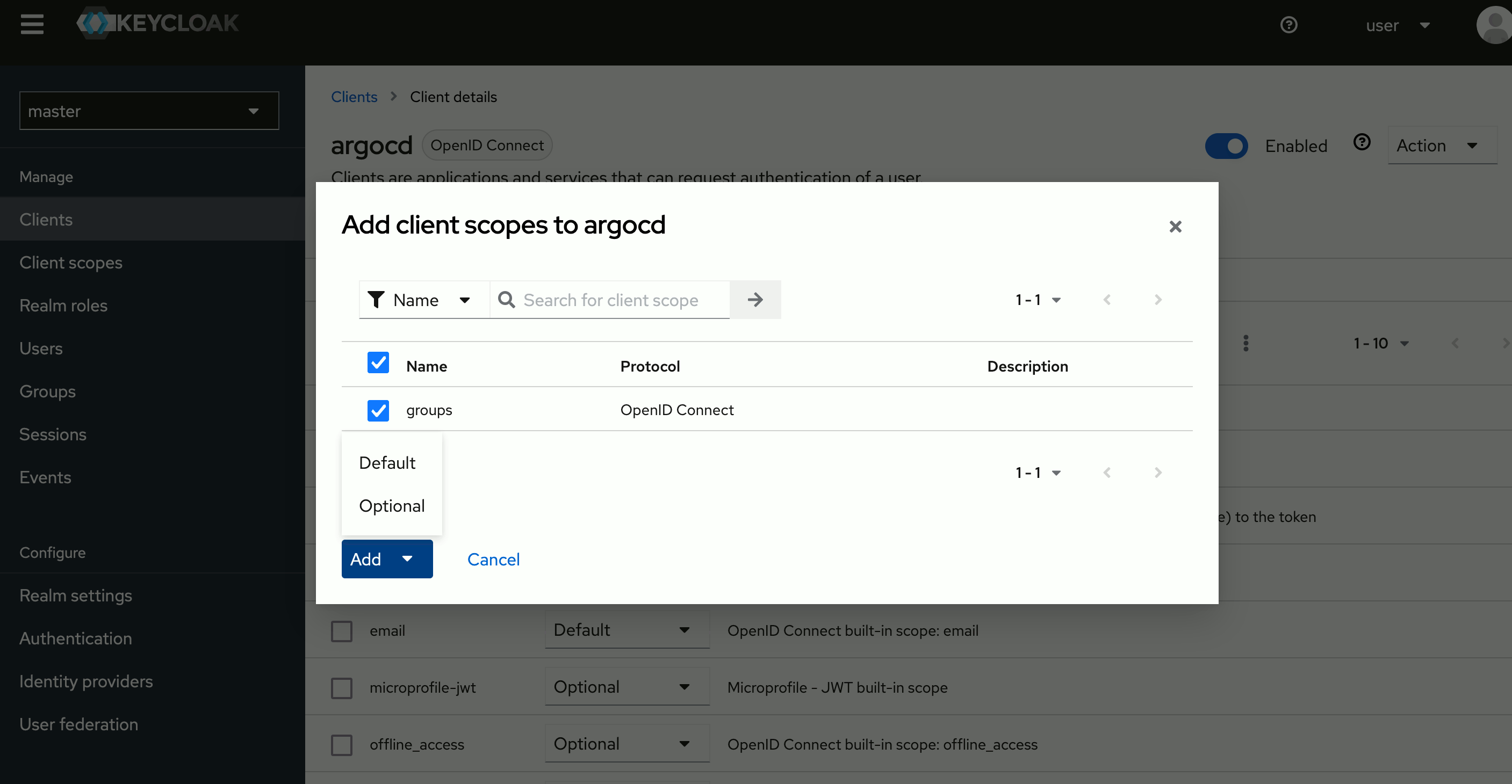 Keycloak client scope Keycloak client scope