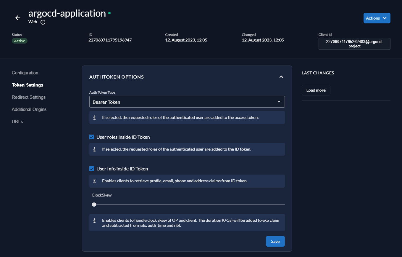 Zitadel Application Settings Zitadel Application Settings