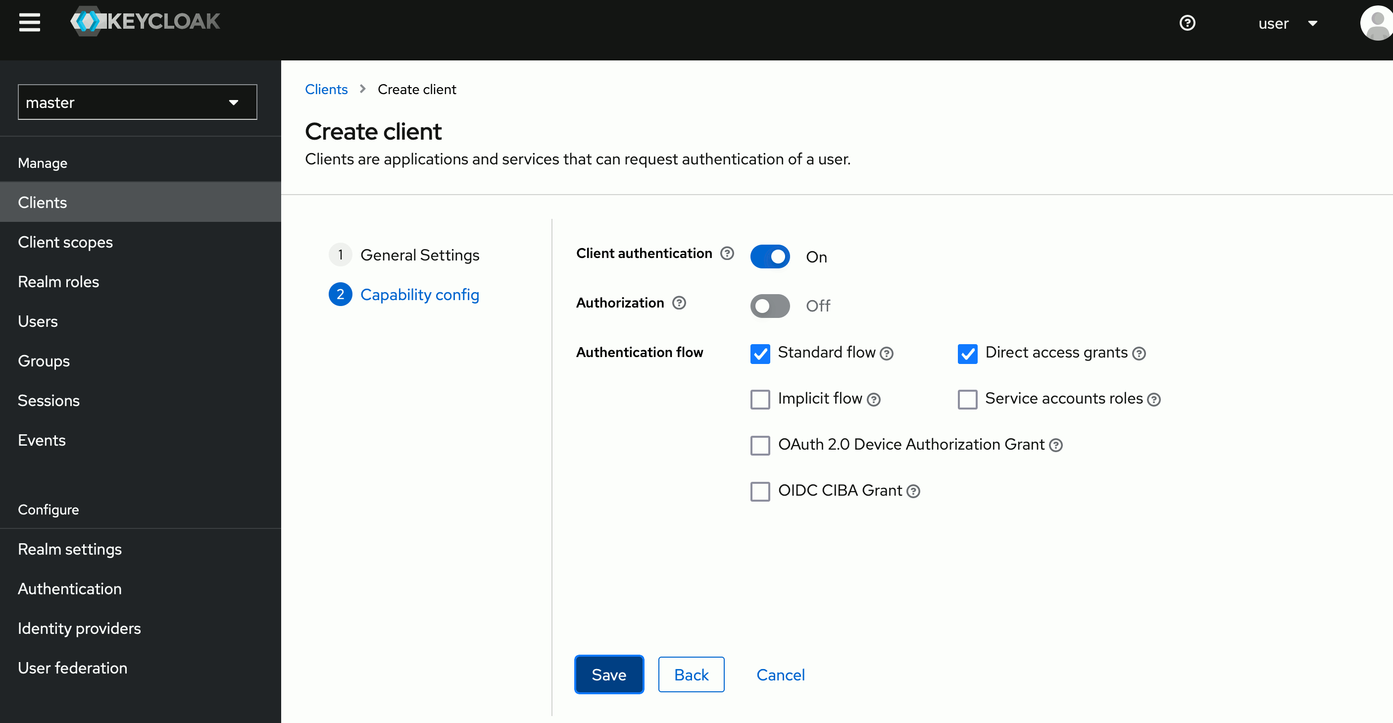 Keycloak add client Step 2