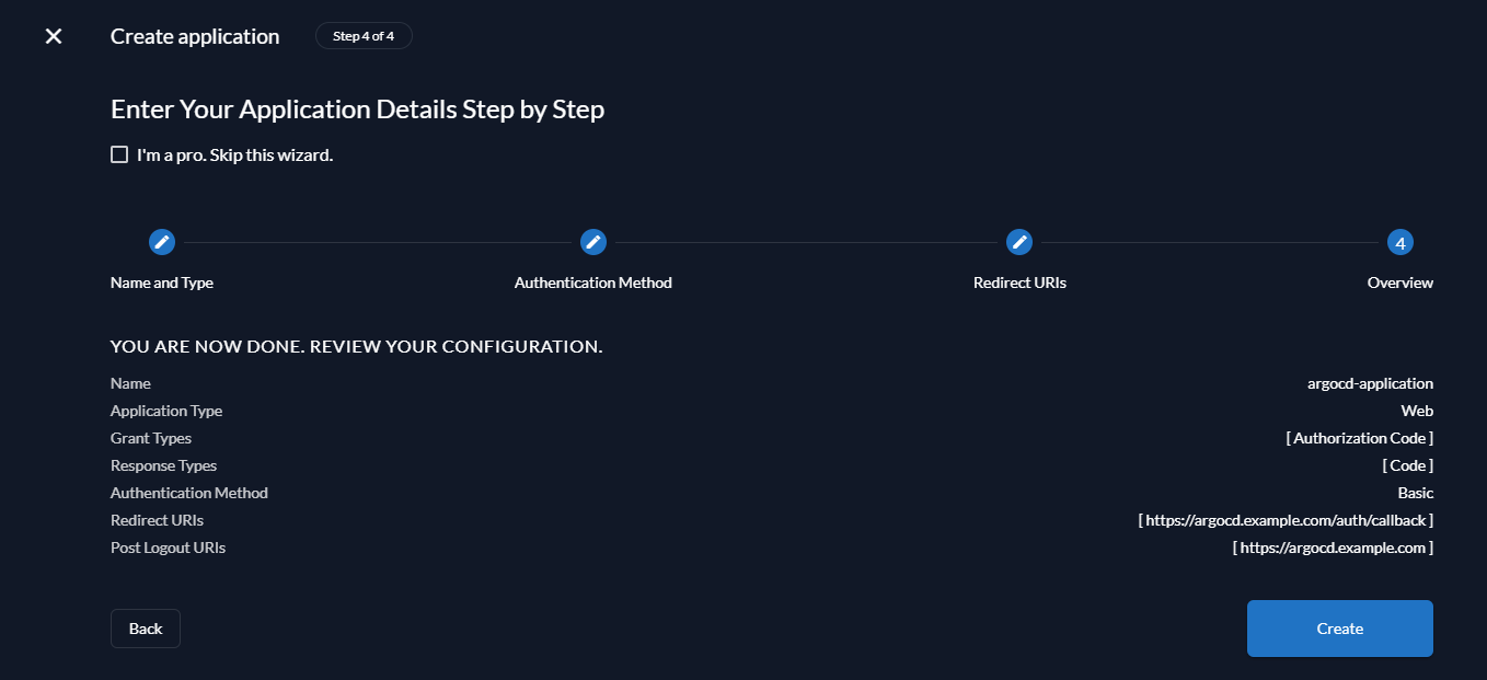 Zitadel Application Setup Step 4